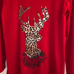 FunXmas tshirt- never worn! Leopard deer!